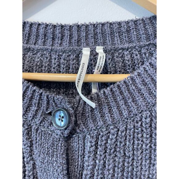 Anthropologie Dark Gray Cropped Knit Twofer Shirt Cardigan Sweater Size Small - Picture 6 of 7
